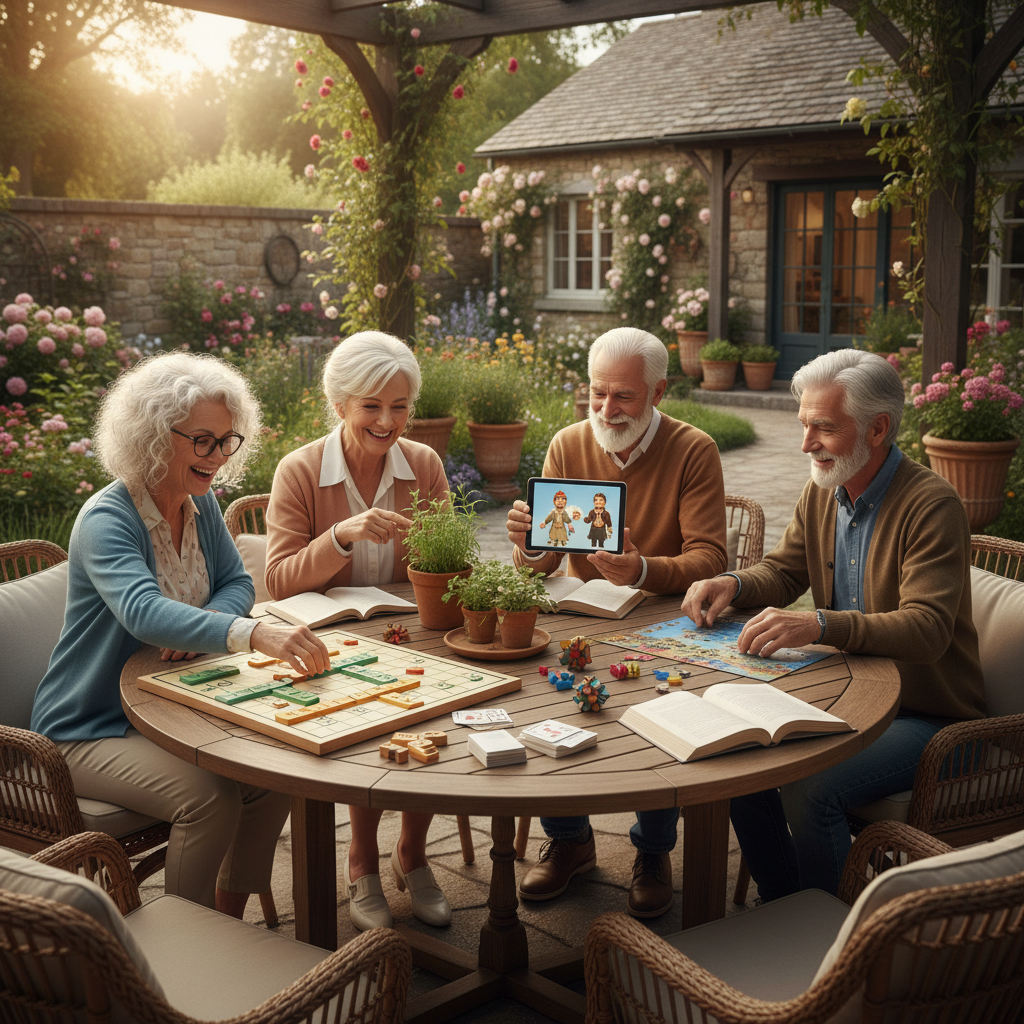 Idosos jogando numa mesa